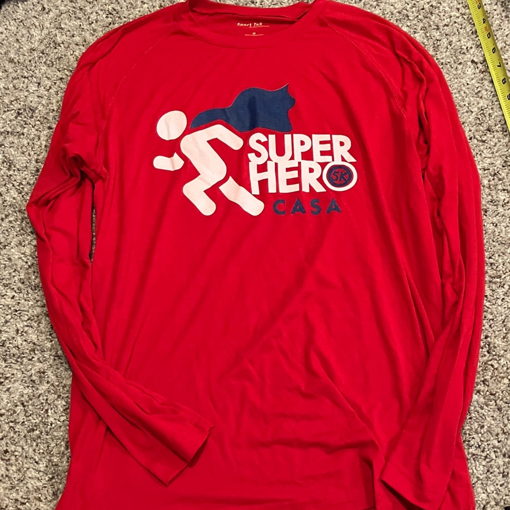 Sport-Tek Men’s Red Crew Neck - Super Hero 5K Shirt Size Medium